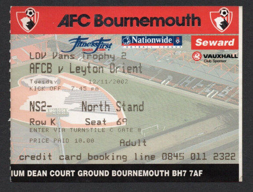 Football ticket stub afc - football,