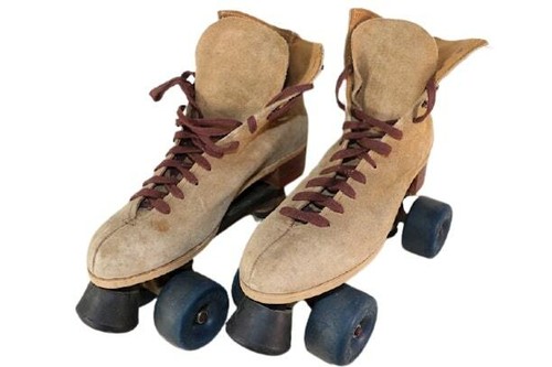 Vtg womens tan suede - womens, roller