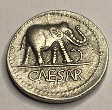 Reproduction Roman Julius Caesar, Denarius, Ancient Silver Tone Coin. FF11