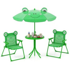 COSTWAY Kids Picnic Table & Chair Set Collapsible Toddler Activity Table-Green