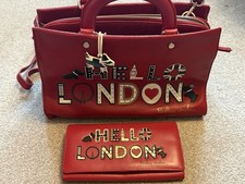 Radley Leather  Limited Edition “Hello London” Red Picture Handbag And Purse