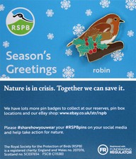RSPB Pin Badge NIIC Robin holly & log Christmas Special P03002
