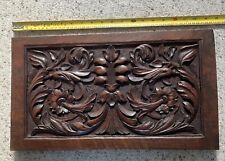 antique dark oak carved panel