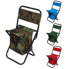 Folding Camping Chair with Storage Bag Lightweight Fishing Hiking Stool Backrest