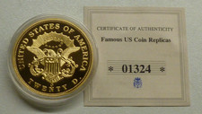Famous US Coin Proofs 1861 $20 Double Eagle Gold Plated Copper 40mm Civil War