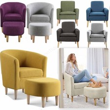 Tub Accent Arm Chair Upholstered Single Sofa Living Room Storage Bench Ottoman