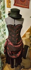 Red Taffeta Corset/Bustle Skirt Burlesque Victorian Gothic Showgirl Cosplay OOAK