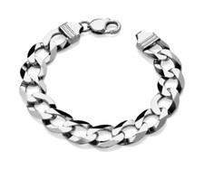 Sterling Silver Men's Curb Bracelet - CHUNKY - 14mm Width - 8.5 inch