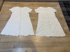 M&S Cotton Rubbed Soft Button Down Floral Short Sleeve Nighties Size 8-10