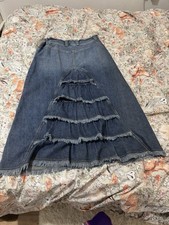 M&S Per Una a line denim long skirt size 14 blue