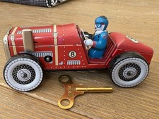 VTG Clockwork Tin Toy Racing Car MS 447 Red ‘8’ 13cm 