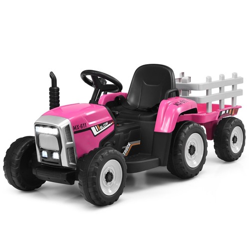 Kids ride tractor and - on,