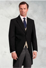 Brook Taverner Men's  Pure New Wool Morning Suit Jacket Black Size Regular  46L