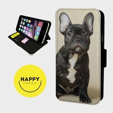 CUTE FRENCH BULLDOG PUPPY - Faux Leather Flip Phone Case Cover - iPhone/Samsung
