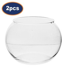 Clear Glass Bowl Vase 23cm Fishbowl Terrarium Round Centrepiece Minimalist 2Pcs