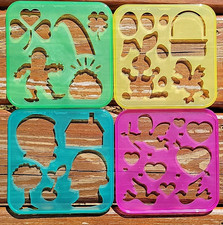 Lot of 4 Vintage Tupperware Tuppertoy Stencils 1987 Toy Dart Ind. Holidays