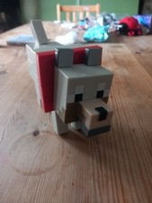 Minecraft Wolf Tamed 6” Dog Solid Plastic Figure With Movable Legs &Tail Ex Cond
