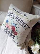 Shabby Chic French Market  Style Cushion Pretty 16 X 16 Inches