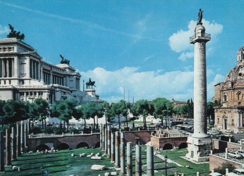 Old postcard rome monument - old,