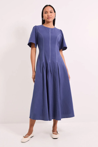 Wallis blue fit flare dress - blue,