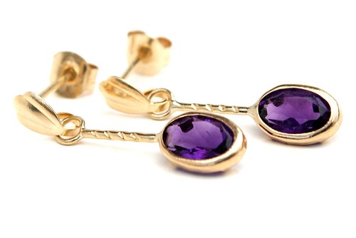 9ct gold amethyst - amethyst, oval