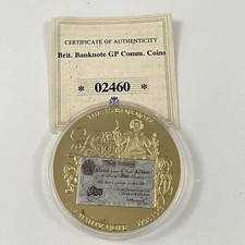 British Banknotes Gold Plated Commemorative Coin White £5 Five Pound Note