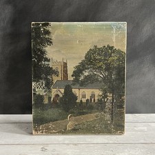 Antique English Folk Art Church Oil Painting Cornish Naïve School Camborne