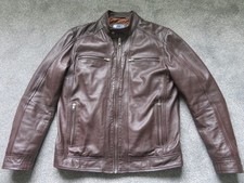 New Mens Buttery soft  Leather Biker Motorbike Jacket Chestnut Brown 44" chest