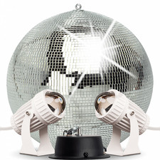 Mirror Ball Kit 40 Party Disco Light Set 40cm Mirrorball Motor 2 White Pin Spot