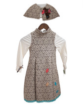 LITTLE DARLINGS Junior Age UK 7-8 Years Brown/White 2 Peice Dress PRE-LOVED  