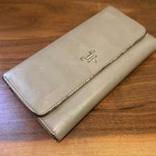Beige/Brown Prada Purse Saffiano Leather  Wallet - 20x10cm Clean but Worn/Used