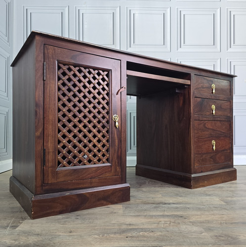 Vintage sheesham pedestal - pedestal, desk