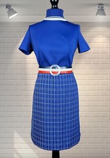 Vintage Ska Mod Scooter Girl Crimplene Polo Neck Dress & Belt - UK 12