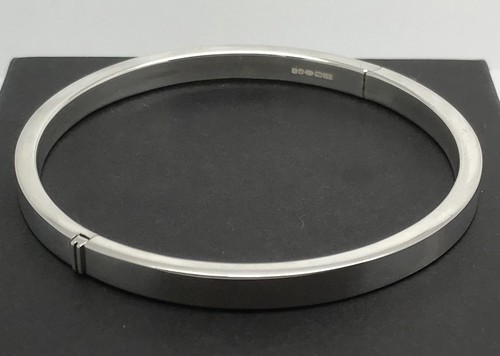 Sterling silver hinged bangle - silver,