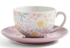 Floral Cup and Saucer, Stoneware