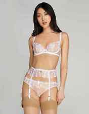 AGENT PROVOCATEUR SOLD OUT WHITE JAYCE BRA 32C & 2 SMALL SUSPENDER & BRIEF BNWT 