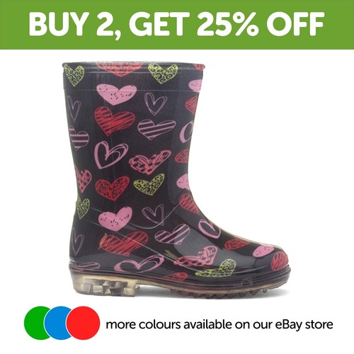 Girls wellies black kids slip - black,
