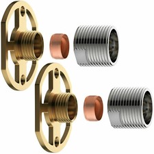 Shower Bar Valve Easy Fast Fix Fitting Kit: Round Chrome Fixing Concealed Pair