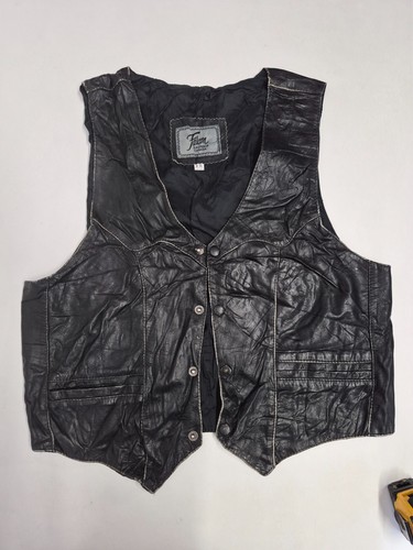 Vintage leather waistcoat - , 44"