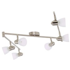 EGLO 6 Arm Ceiling Spot Light Modern Fixture Satin Nickel Fitting Bulbs Included