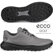ECCO LT1 BOA® MENS WATERPROOF LEATHER GOLF SHOES / STEEL @ 40% OFF RRP