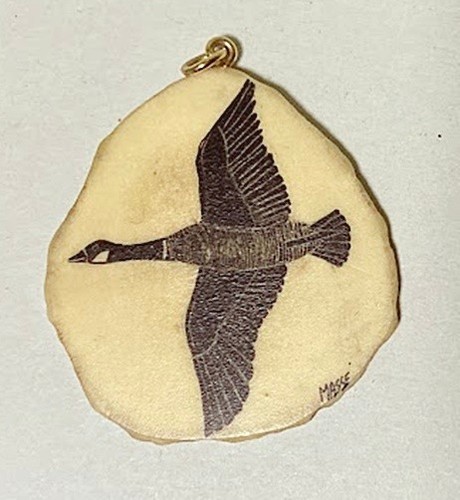 Vintage moose antler scrimshaw - antler,
