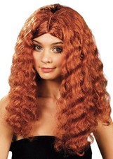Womens Long Frizzy Auburn Wig