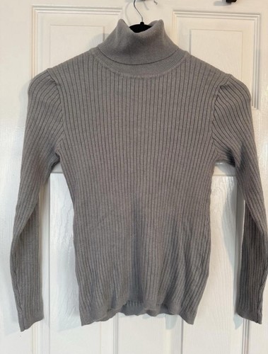 Grey ribbed turtleneck sweater - grey,