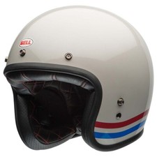 Bell Custom 500 Stripes Open-Face Motorcycle Helmet Pearl White
