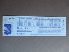 1979 Bookmark Calendar S.I.S Review Society for Interdisciplinary Studies