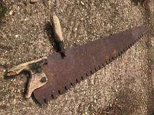 Vintage Large LOG SAW Lumberjack Logging CrossCut 42in SAW Helper Handle Restore