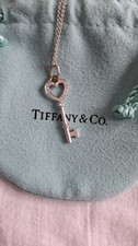 Tiffany & Co White Gold & Diamonds Heart Key Necklace