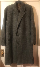 Vintage Crombie Overcoat Dark Grey Check Scotland