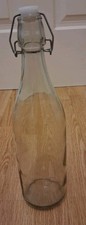 Glass Water Drink Juice Fridge Door  Bottle Air Tight Lid Metal Clasp 1 Litre ..